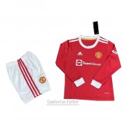 Camiseta Manchester United 1ª Manga Larga Nino 2021-2022