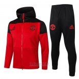 Chandal con Capucha del Manchester United Nino 2020-2021 Rojo