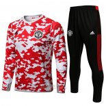 Chandal de Sudadera del Manchester United 2021 Rojo y Blanco