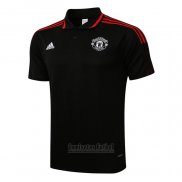 Camiseta Polo del Manchester United 2021-2022 Negro y Rojo